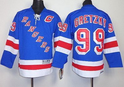 Youth Kids New York Rangers 99 Wayne Gretzky Blue NHL Jerseys