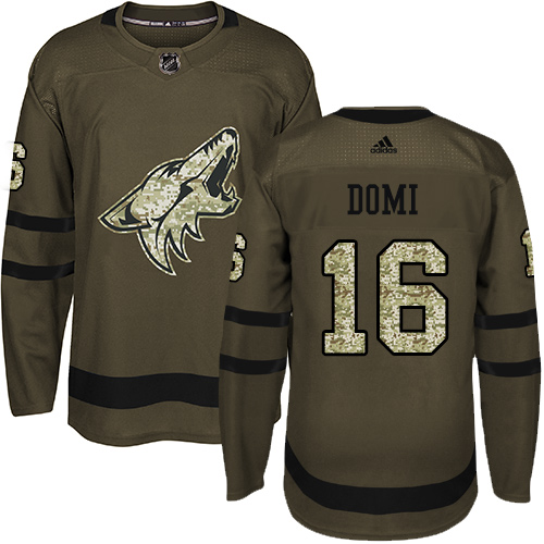 Adidas Coyotes #16 Max Domi Green Salute to Service Stitched Youth NHL Jersey