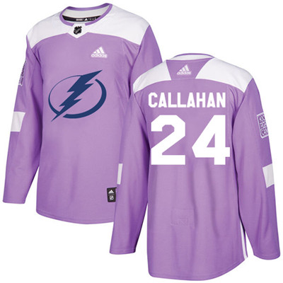 Adidas Lightning #24 Ryan Callahan Purple Authentic Fights Cancer Stitched Youth NHL Jersey