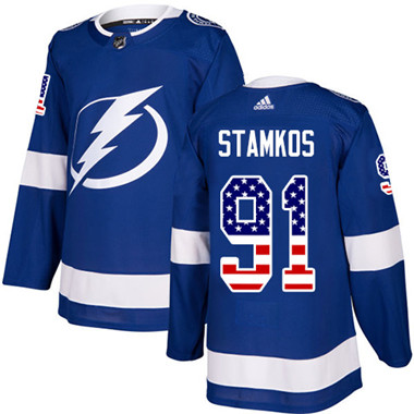 Adidas Lightning #91 Steven Stamkos Blue Home Authentic USA Flag Stitched Youth NHL Jersey