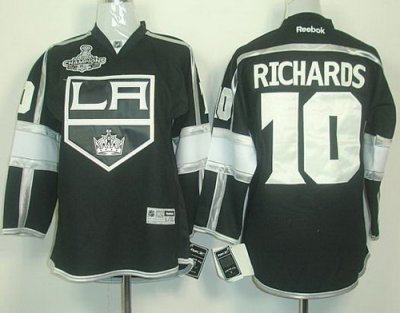 Youth Kids Los Angeles Kings #10 Mike Richards Black Stanley Cup Finals Champions Patch NHL Jerseys LA Style