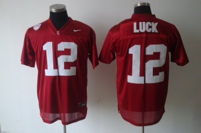 Cardinal #12 Andrew Luck Red Embroidered NCAA Jersey