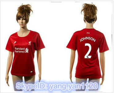 Women Liverpool #2 Johnson Red Home Soccer Club Jersey
