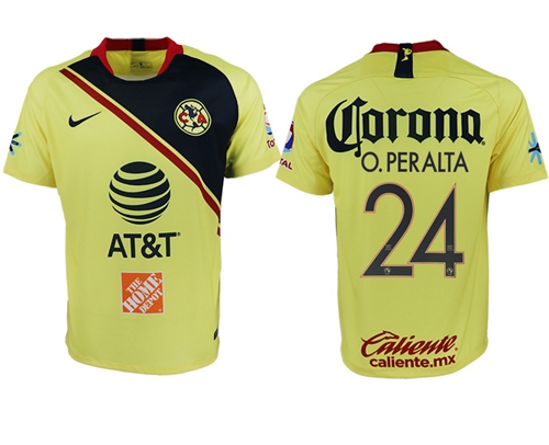 America #24 O.Peralta Home Soccer Club Jersey
