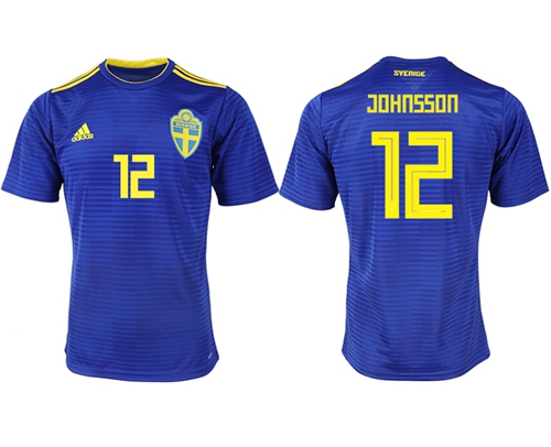 Sweden #12 Johansson Away Soccer Country Jersey
