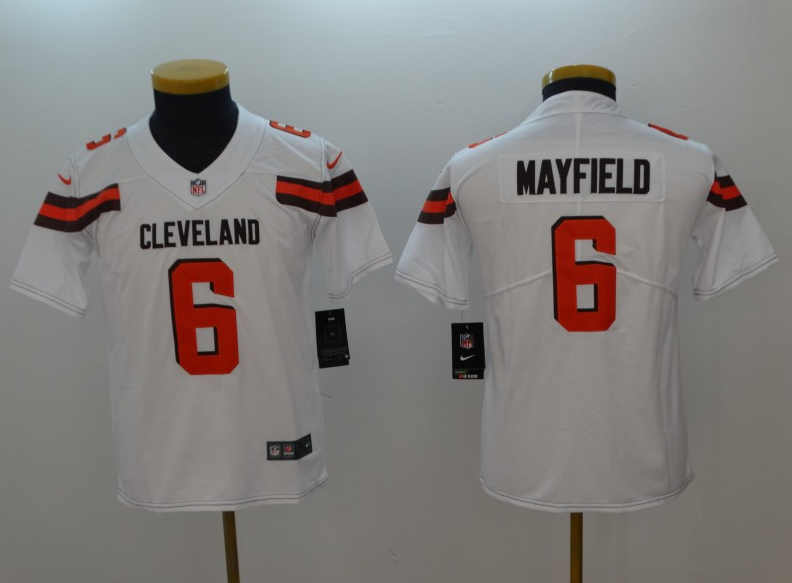 Youth Nike Browns #6 Baker Mayfield White Youth New Vapor Untouchable Player Limited Jersey