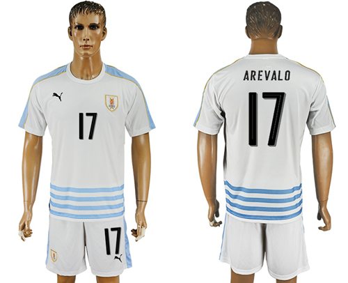 Uruguay #17 Arevalo Away Soccer Country Jersey