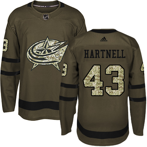 Adidas Blue Jackets #43 Scott Hartnell Green Salute to Service Stitched Youth NHL Jersey
