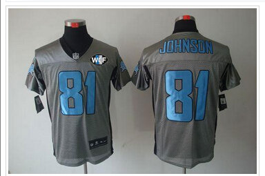 NEW Lions #81 Calvin Johnson Grey Shadow With WCF Patch Jersey